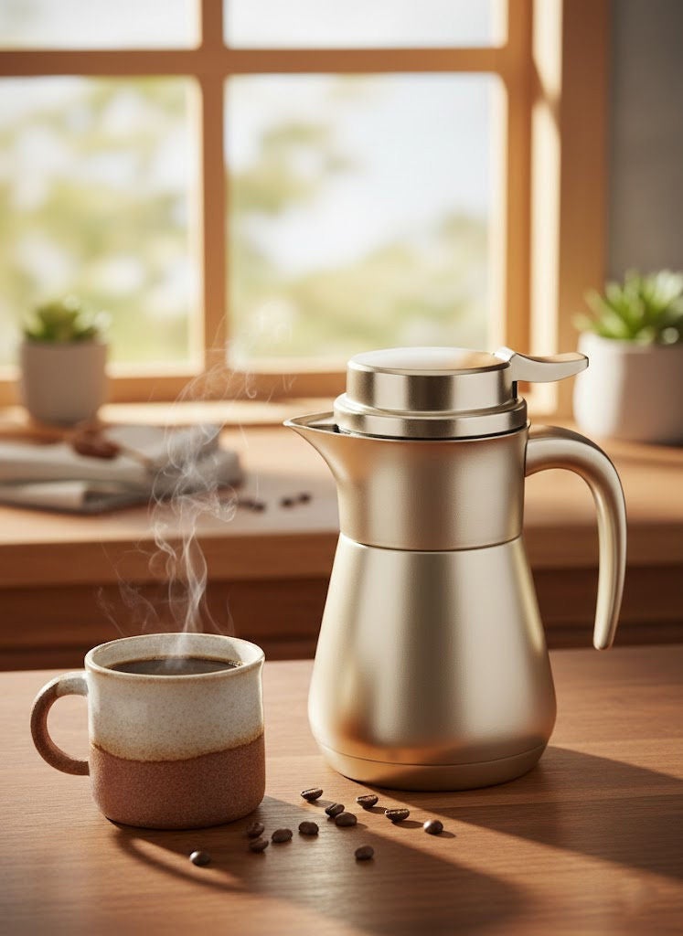 ترمس شاي/قهوة من الستانلس ستيل ذهبي سعة 0.5 لتر – ستيل فاخر 18/8